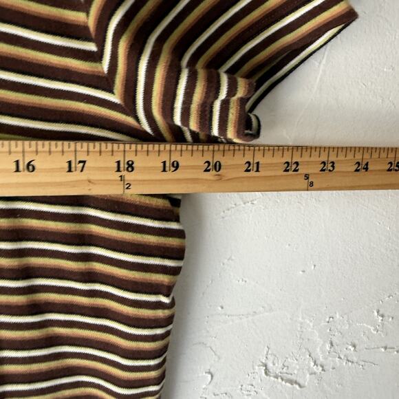 Vintage White Stag Shirt‎ Large Brown Striped Short Sleeve Casual Crewneck Retro - Picture 6 of 7